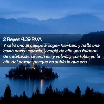Picture 02 - 2 Reyes 4:39 RVA - Y salió uno al campo á coger hierbas, y halló - Bible Verse Picture