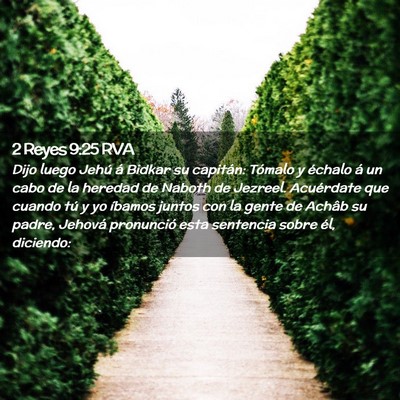 Picture 02 - 2 Reyes 9:25 RVA - Dijo luego Jehú á Bidkar su capitán: Tómalo y - Bible Verse Picture
