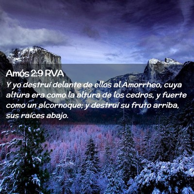 Picture 02 - Amós 2:9 RVA - Y yo destruí delante de ellos al Amorrheo, cuya - Bible Verse Picture