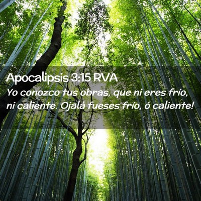 Picture 02 - Apocalipsis 3:15 RVA - Yo conozco tus obras, que ni eres frío, ni - Bible Verse Picture