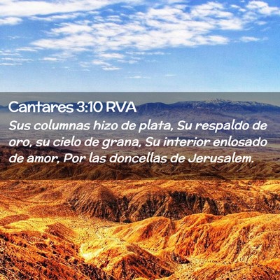 Picture 02 - Cantares 3:10 RVA - Sus columnas hizo de plata, Su respaldo de oro, - Bible Verse Picture
