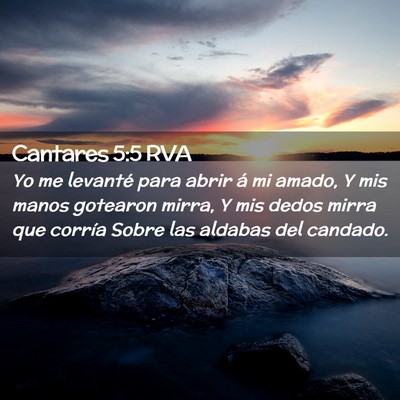 Picture 02 - Cantares 5:5 RVA - Yo me levanté para abrir á mi amado, Y mis - Bible Verse Picture