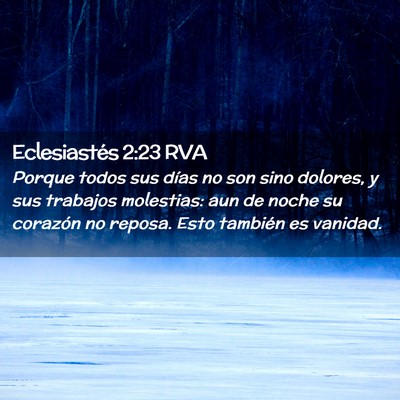 Picture 02 - Eclesiastés 2:23 RVA - Porque todos sus días no son sino dolores, y sus - Bible Verse Picture