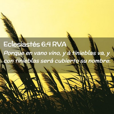Picture 02 - Eclesiastés 6:4 RVA - Porque en vano vino, y á tinieblas va, y con - Bible Verse Picture