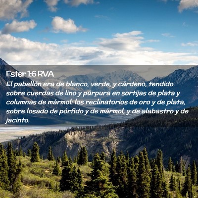 Picture 02 - Ester 1:6 RVA - El pabellón era de blanco, verde, y cárdeno, - Bible Verse Picture