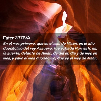 Picture 02 - Ester 3:7 RVA - En el mes primero, que es el mes de Nisán, en el - Bible Verse Picture