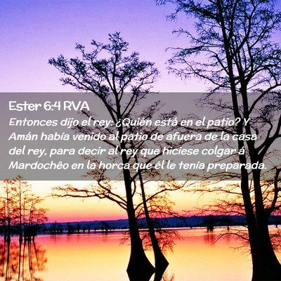 Picture 02 - Ester 6:4 RVA - Entonces dijo el rey: ¿Quién está en el patio? - Bible Verse Picture