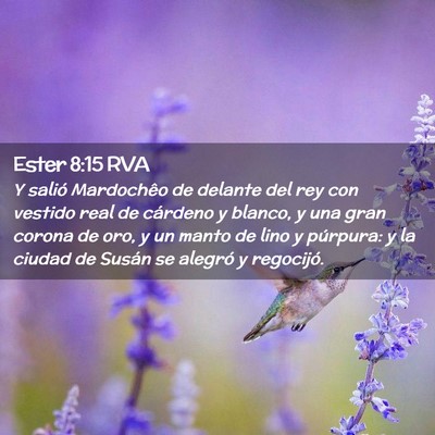 Picture 02 - Ester 8:15 RVA - Y salió Mardochêo de delante del rey con - Bible Verse Picture