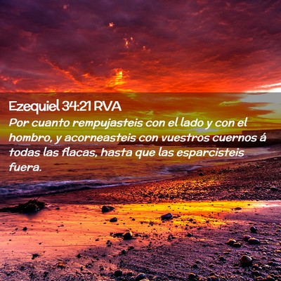 Picture 02 - Ezequiel 34:21 RVA - Por cuanto rempujasteis con el lado y con el - Bible Verse Picture