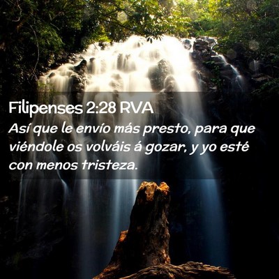 Picture 02 - Filipenses 2:28 RVA - Así que le envío más presto, para que - Bible Verse Picture