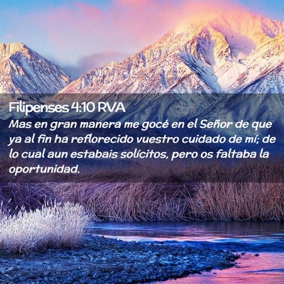 Picture 02 - Filipenses 4:10 RVA - Mas en gran manera me gocé en el Señor de que - Bible Verse Picture