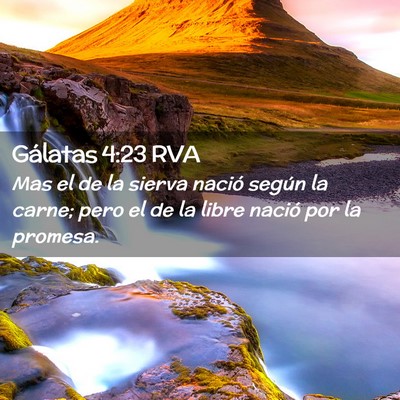 Picture 02 - Gálatas 4:23 RVA - Mas el de la sierva nació según la carne; pero - Bible Verse Picture