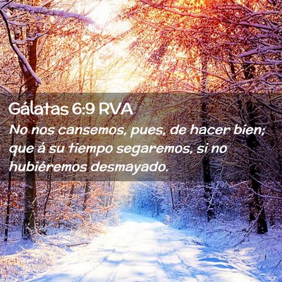 Picture 02 - Gálatas 6:9 RVA - No nos cansemos, pues, de hacer bien; que á su - Bible Verse Picture