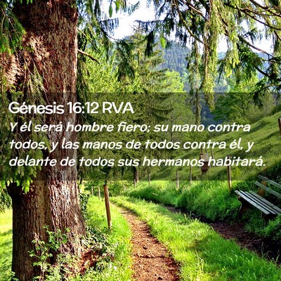 Picture 02 - Génesis 16:12 RVA - Y él será hombre fiero; su mano contra todos, y - Bible Verse Picture