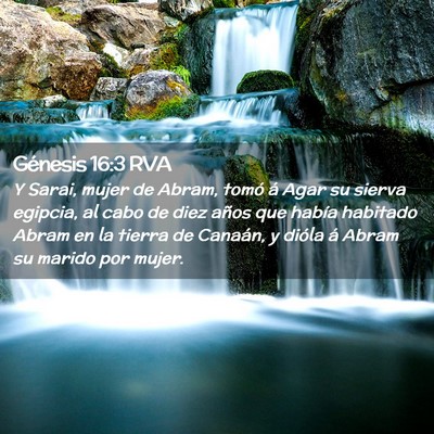 Picture 02 - Génesis 16:3 RVA - Y Sarai, mujer de Abram, tomó á Agar su sierva - Bible Verse Picture