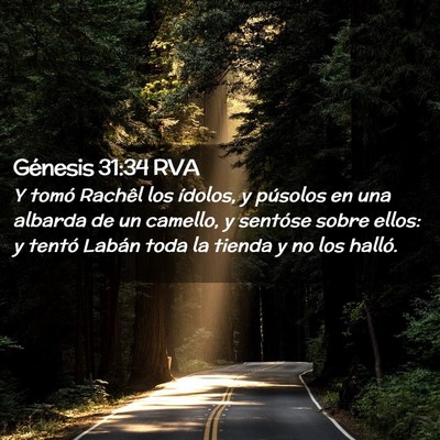 Picture 02 - Génesis 31:34 RVA - Y tomó Rachêl los ídolos, y púsolos en una - Bible Verse Picture
