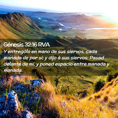 Picture 02 - Génesis 32:16 RVA - Y entrególo en mano de sus siervos, cada manada - Bible Verse Picture