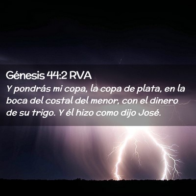 Picture 02 - Génesis 44:2 RVA - Y pondrás mi copa, la copa de plata, en la boca - Bible Verse Picture