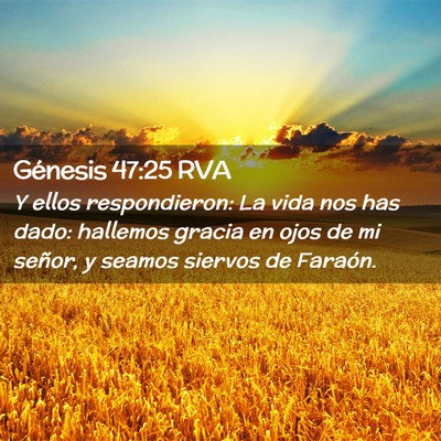 Picture 02 - Génesis 47:25 RVA - Y ellos respondieron: La vida nos has dado: - Bible Verse Picture