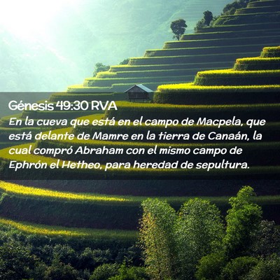 Picture 02 - Génesis 49:30 RVA - En la cueva que está en el campo de Macpela, que - Bible Verse Picture