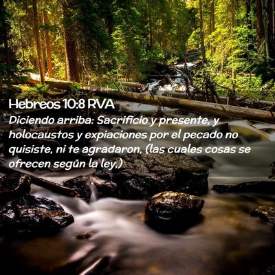 Picture 02 - Hebreos 10:8 RVA - Diciendo arriba: Sacrificio y presente, y - Bible Verse Picture