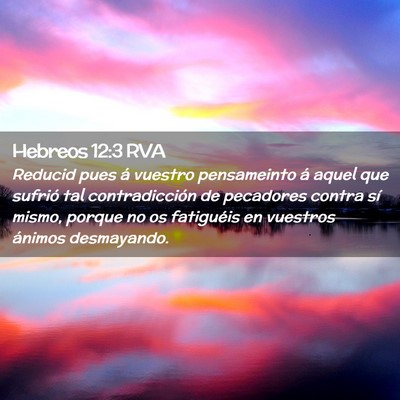 Picture 02 - Hebreos 12:3 RVA - Reducid pues á vuestro pensameinto á aquel que - Bible Verse Picture