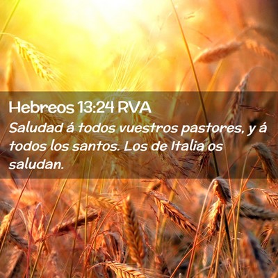 Picture 02 - Hebreos 13:24 RVA - Saludad á todos vuestros pastores, y á todos - Bible Verse Picture
