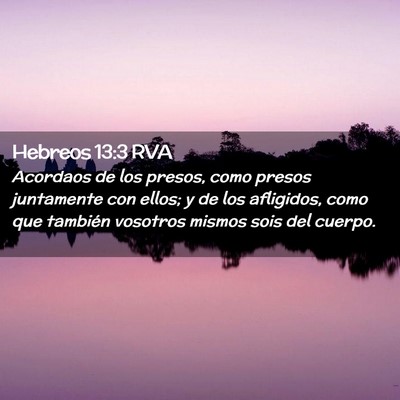 Picture 02 - Hebreos 13:3 RVA - Acordaos de los presos, como presos juntamente - Bible Verse Picture