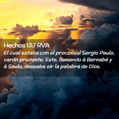 Picture 02 - Hechos 13:7 RVA - El cual estaba con el procónsul Sergio Paulo, - Bible Verse Picture