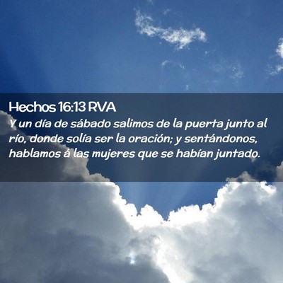 Picture 02 - Hechos 16:13 RVA - Y un día de sábado salimos de la puerta junto - Bible Verse Picture