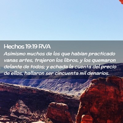 Picture 02 - Hechos 19:19 RVA - Asimismo muchos de los que habían practicado - Bible Verse Picture