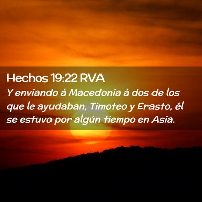Picture 02 - Hechos 19:22 RVA - Y enviando á Macedonia á dos de los que le - Bible Verse Picture