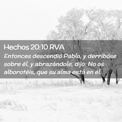 Picture 02 - Hechos 20:10 RVA - Entonces descendió Pablo, y derribóse sobre - Bible Verse Picture