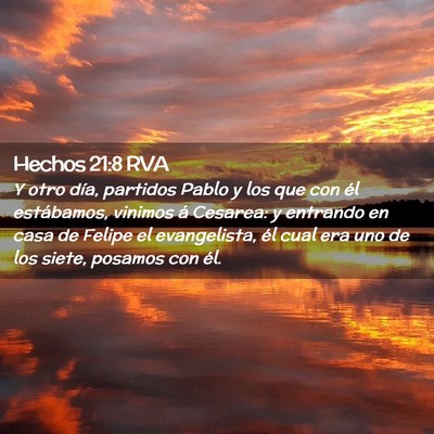 Picture 02 - Hechos 21:8 RVA - Y otro día, partidos Pablo y los que con él - Bible Verse Picture