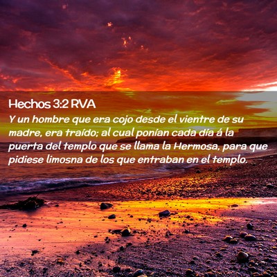 Picture 02 - Hechos 3:2 RVA - Y un hombre que era cojo desde el vientre de su - Bible Verse Picture