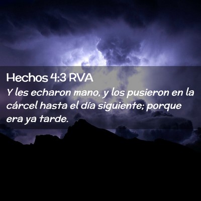 Picture 02 - Hechos 4:3 RVA - Y les echaron mano, y los pusieron en la cárcel - Bible Verse Picture