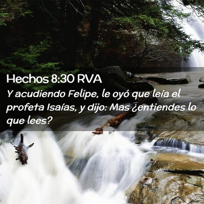 Picture 02 - Hechos 8:30 RVA - Y acudiendo Felipe, le oyó que leía el profeta - Bible Verse Picture