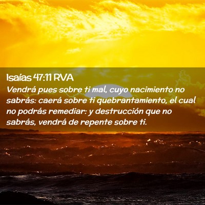 Picture 02 - Isaías 47:11 RVA - Vendrá pues sobre ti mal, cuyo nacimiento no - Bible Verse Picture