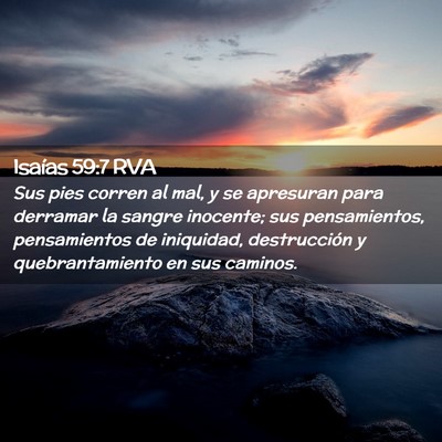 Picture 02 - Isaías 59:7 RVA - Sus pies corren al mal, y se apresuran para - Bible Verse Picture