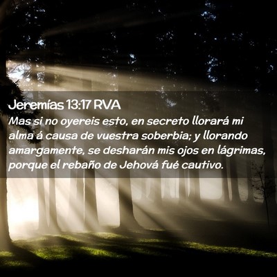 Picture 02 - Jeremías 13:17 RVA - Mas si no oyereis esto, en secreto llorará mi - Bible Verse Picture