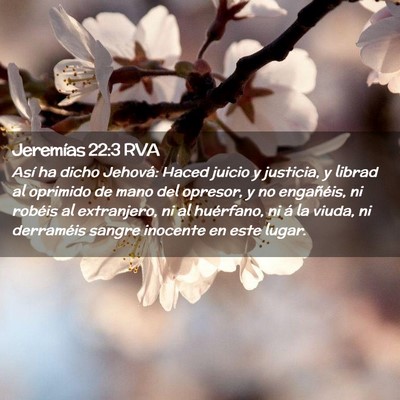 Picture 02 - Jeremías 22:3 RVA - Así ha dicho Jehová: Haced juicio y justicia, y - Bible Verse Picture