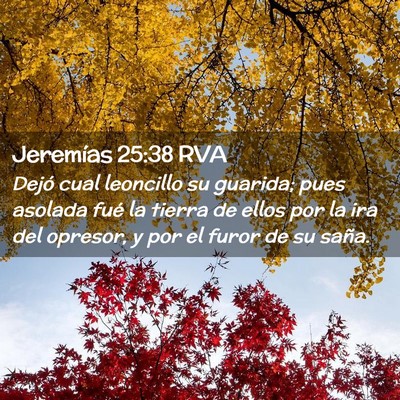 Picture 02 - Jeremías 25:38 RVA - Dejó cual leoncillo su guarida; pues asolada - Bible Verse Picture