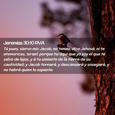 Picture 02 - Jeremías 30:10 RVA - Tú pues, siervo mío Jacob, no temas, dice - Bible Verse Picture