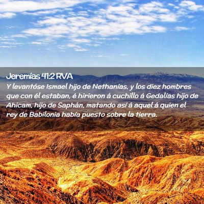 Picture 02 - Jeremías 41:2 RVA - Y levantóse Ismael hijo de Nethanías, y los - Bible Verse Picture