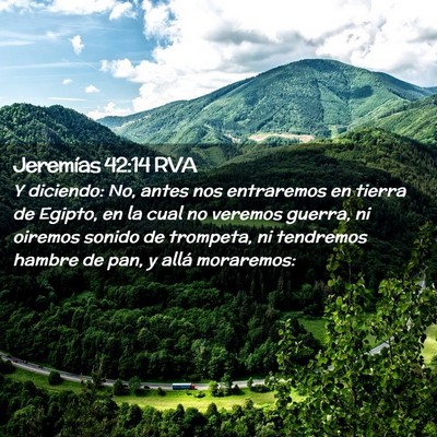 Picture 02 - Jeremías 42:14 RVA - Y diciendo: No, antes nos entraremos en tierra de - Bible Verse Picture