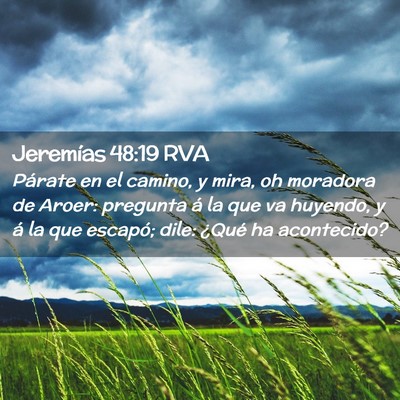 Picture 02 - Jeremías 48:19 RVA - Párate en el camino, y mira, oh moradora de - Bible Verse Picture