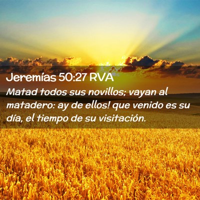 Picture 02 - Jeremías 50:27 RVA - Matad todos sus novillos; vayan al matadero: ­ay - Bible Verse Picture