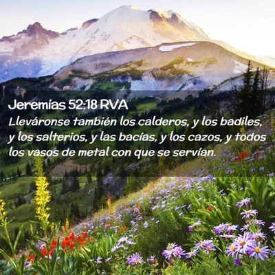 Picture 02 - Jeremías 52:18 RVA - Lleváronse también los calderos, y los badiles, - Bible Verse Picture
