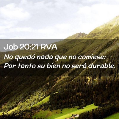 Picture 02 - Job 20:21 RVA - No quedó nada que no comiese: Por tanto su bien - Bible Verse Picture