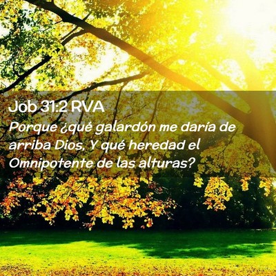 Picture 02 - Job 31:2 RVA - Porque ¿qué galardón me daría de arriba Dios, - Bible Verse Picture